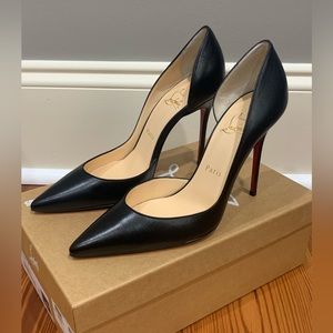 NEW!Classic!Christian Louboutin IRIZA 100 Nappa Leather Pumps•37 Black,CRV $795